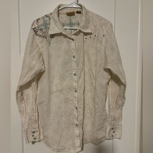 Wrangler Womens Button Down Shirt, Pearl‎ Snap w/horseshoe snap on cuffs XXL